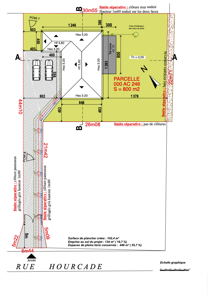 Plan de masse maison en L