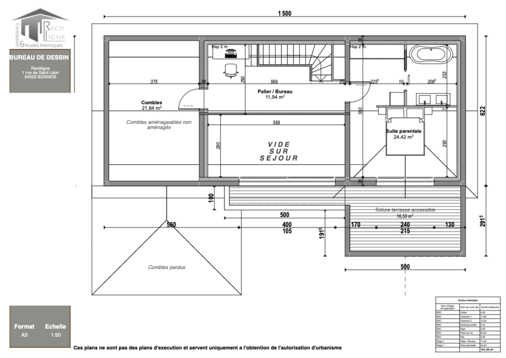 Plan Etage maison vide sur séjour