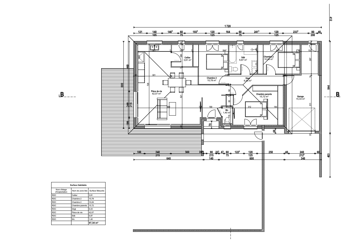 Plan maison T4 100 m2