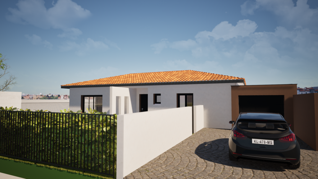 3D maison semi contemporaine 100 m2